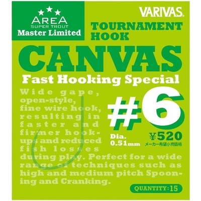 Varivas Háčiky Tournament Hook Canvas 15 ks - vel. 6