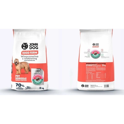 John Dog Good Form Adult Medium and Large Breeds Pork and Beef 3 kg