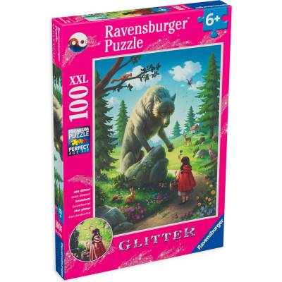 Ravensburger Пъзел с брокат Ravensburger от 100 XXL части - Червената шапчица и вълкът (12988)
