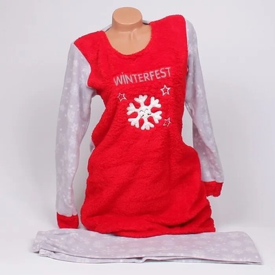 Коледна пижама в червено и сиво