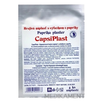 Capsiplast Hrejivá náplasť s výťažkom z papriky 4 ks