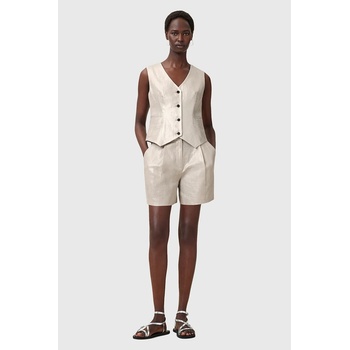 AllSaints Ленен къс панталон AllSaints AVERIE в сребристо с изчистен дизайн със стандартна талия W069QC (W069QC)