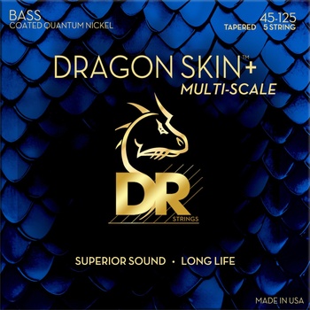 DR Strings Dragon Skin+ Coated Nickel 5-String Medium 45-125 Tapered Multi-Scale Струни за 5-струнна бас китара