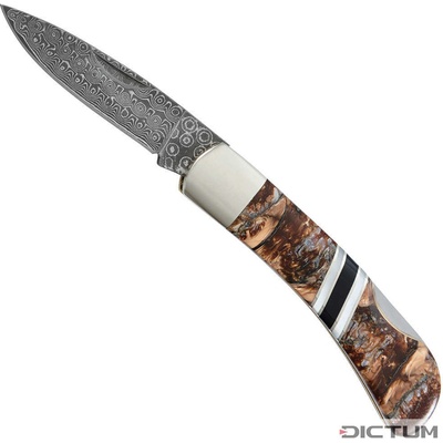 DICTUM 719669 - Mini Damascus Folding Knife, Mammoth Molar