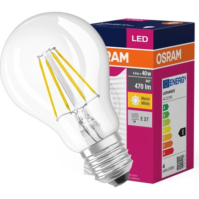 Osram LED žiarovka Value CL A, E27, 4W, teplá biela
