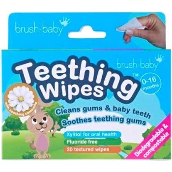 Brush-baby Teething Wipes, кърпички за никнене на зъби, 0-16 месеца