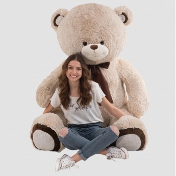 Плюш АМЕК Огромен плюшен мечок с панделка, светъл