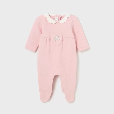 Mayoral Плътно боди за бебе момиче в розово със сърце и панделка Mayoral