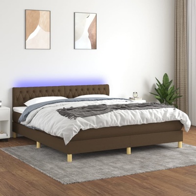 vidaXL 11461.3133976 Boxspring postel s matrací a LED tmavě hnědá textil