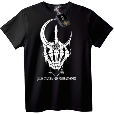 NOONEBRAND Тениска с черна скелетна ръка - 4XL, Black