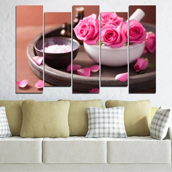Vivid Home Декоративни панели Vivid Home от 5 части, Цветя, PVC, 110x65 см, 3-та Форма №0564