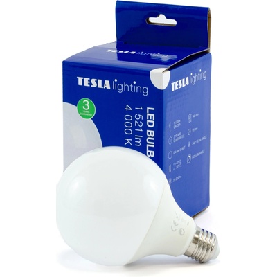 Tesla GL271540-8 LED žárovka GLOBE G95 E27, 15W, 230V, 1521lm, 25 000 hod, 4000K denní bílá, 270st