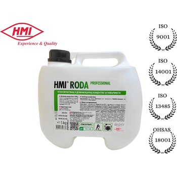 Hmi - България Hmi® roda 5 кг. Концентрат за почистване и дезинфекция на миещи се повърхности в кухненския сектор и във ветеринарната практика. Подходящ за предварителна обработка (накисване и измиване) на яйца. 1: 400 (100019-955)