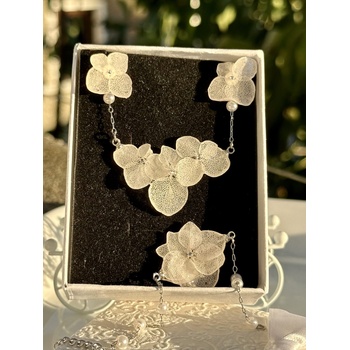 Meganflo Комплект Бяла Хортензия с гривна