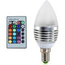RGB LED žárovka svíčka E14 3W color