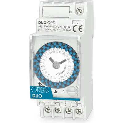 DUO QRS - Týždenné mechanické spínacie hodiny, 230V, 16A, 1x NO/NC
