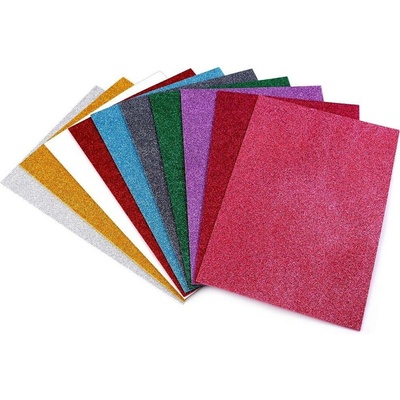 Pěnová guma Moosgummi s glitry 20x30 cm 2 kusy - 4 zlatá stř.