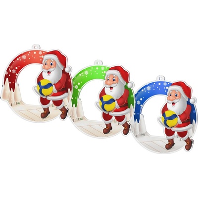 Bauer Decor Akrylátová vánoční ozdoba kulatá Santa Claus volleyball Modrá