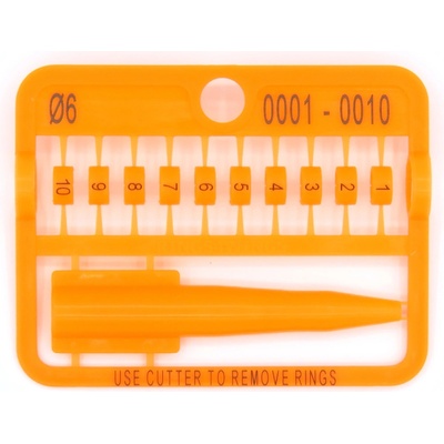 E-Z Split Ring Kroužky číselné, 6 mm/ oranžové 1-10