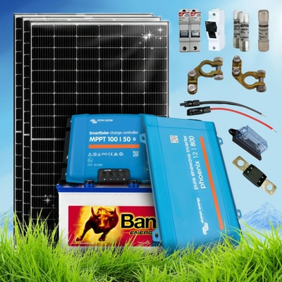 SVP Solar 1140 Wp ostrovní systém 24V 230Ah s baterií Banner a měničem napětí na 230V bez konstrukce