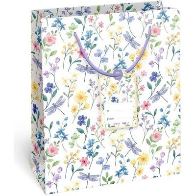 Taška dárková Medium matt 19 x 10,2 x 23cm TM - motiv Luční květiny
