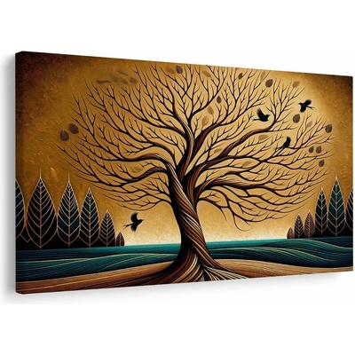Obraz podzimní strom života s ptáky - 60x40