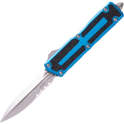 ! Microtech SCARAB II GEN III D/E STONEWASH PART SERRATE BLUE 1280-11BL