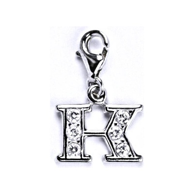 Čištín Stříbrný přívěšek na karabinku se zirkony písmenko K, P 1106