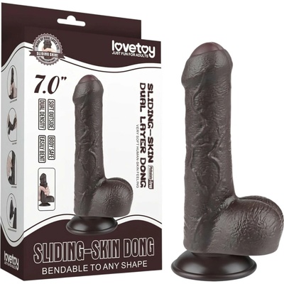 Lovetoy Sliding-Skin dvojité dildo s semenníkmi 18,3 cm