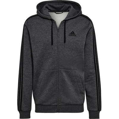 Adidas Мъжки суичър Adidas Essentials Fleece 3-Stripes Full-Zip Hoodie Mens - DrkGrey/Black
