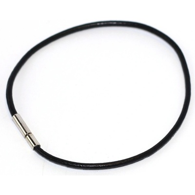 Fashion Jewerly kožený na korálky černý hladký se stříbrnou sponou Elegance 2292
