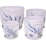 Елеганц Комплект от 4 керамични саксии Dream Lavender, Керамика, Ф18, Ф15, Ф12, Ф9 см, Многоцветен (23018)