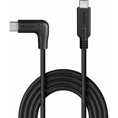 Lindy Кабел LINDY LNY-32019, от USB C(м) към USB C(м), 1.5m, 90° прав ъгъл, черен (LNY-32019)