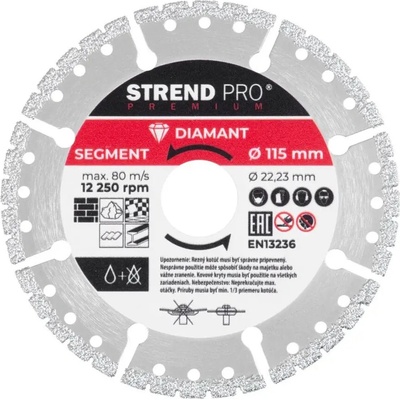 Kotúč Strend Pro Premium, Vacuum brazed, 115 mm, diamantový, rezný, multi