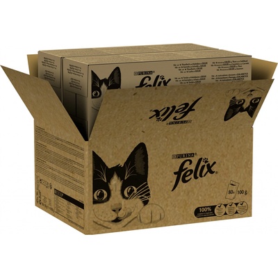 Mega balení Felix Classic tuňák a treska, krevety a platýs, tuňák, losos 80 x 85 g
