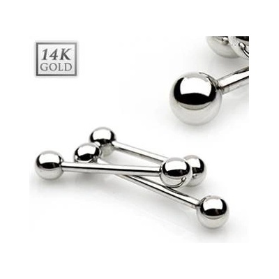 Šperky4U Zlatý piercing činka tyčka ZL01105-1216-WG