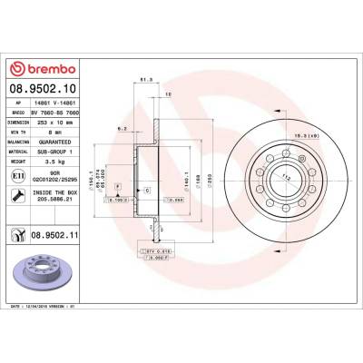 Brzdový kotouč BREMBO 08.9502.11 – Zbozi.Blesk.cz
