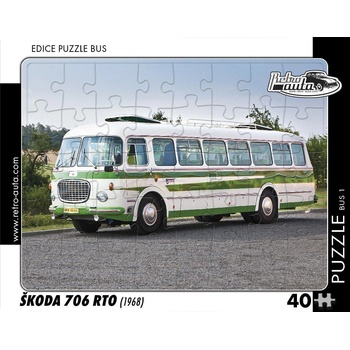 Image 1 of Retro cars - Puzzle BUS č. 1 Škoda 706 RTO (1968) - 40 - 99 piese
