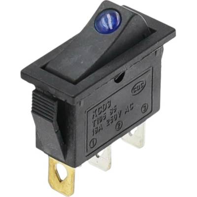 Kolískový vypínač obdĺžnikový s kontrolkou KCD3, ON-OFF, 250V/16A Modrá