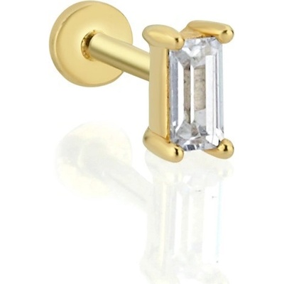 Lillian Vassago Zlatý piercing labreta s obdélníkovým zirkonem LLV92-GPI014LBV