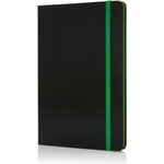 Xindao - xd XD Тефтер Deluxe, А5, 80 листа, офсетова хартия, със зелен ластик, черен (P773.307)
