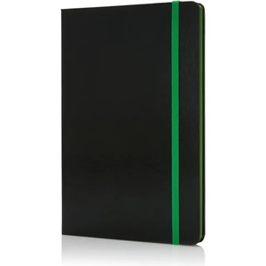 Xindao - xd XD Тефтер Deluxe, А5, 80 листа, офсетова хартия, със зелен ластик, черен (P773.307)