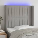 vidaXL LED горна табла за легло, светлосива, 83x16x118/128 см, плат (3124260)