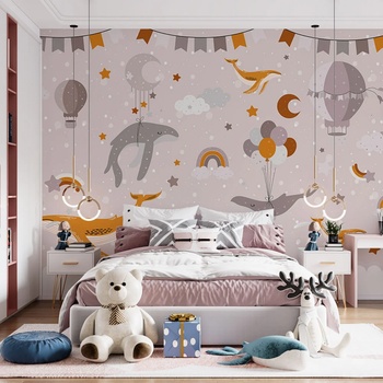 Image 1 of Art gift Детски тапет - Китове с балони