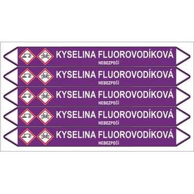 Značení potrubí, kyselina fluorovodíková,5 ks, 150 × 12 mm PZ 007015