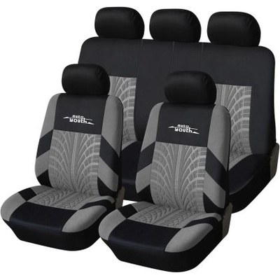 Тапицерии за седалки на кола - модел 16007 - сиво / черен цвят - комплект от 9 части