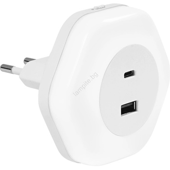 OSRAM - LED нощна лампа за контакт с USB LUNETTA LED/15W/230V (P225964)