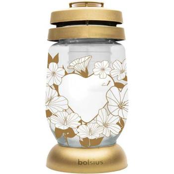 Bolsius Стъклен фенер с ритуална свещ и послание - Bolsius с горене 36 часа (BO-3L-MES-INI-G)