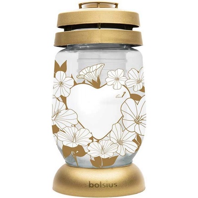 Bolsius Стъклен фенер с ритуална свещ и послание - Bolsius с горене 36 часа (BO-3L-MES-INI-G)