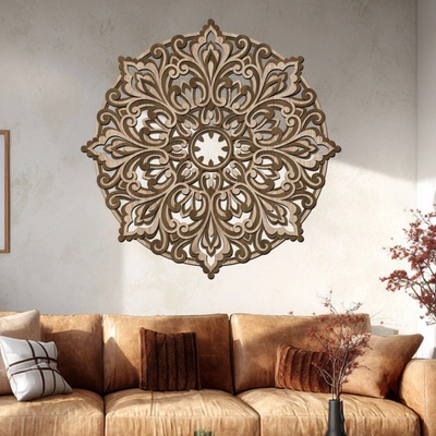 dřevo života 4 vrstvá mandala SEBEDŮVĚRU Zvolte rozměr šxv (cm): 40x40, Zvolte barvu dekoru: Dub sonoma-Ořech